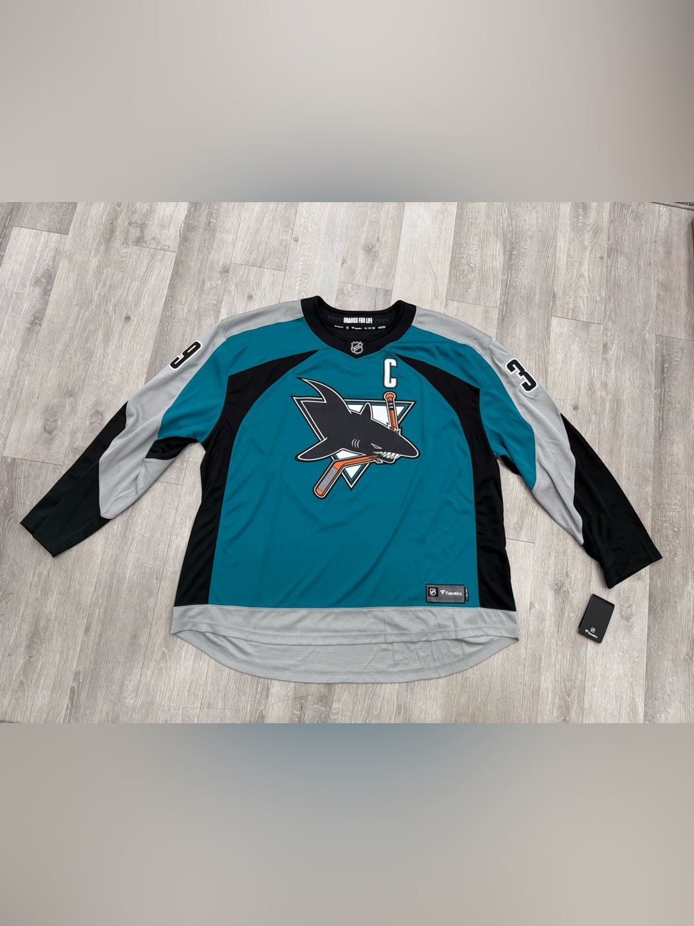 Fanatics San Jose Sharks Captain Logan Couture #39 NHL Hockey Jersey Men 5XL